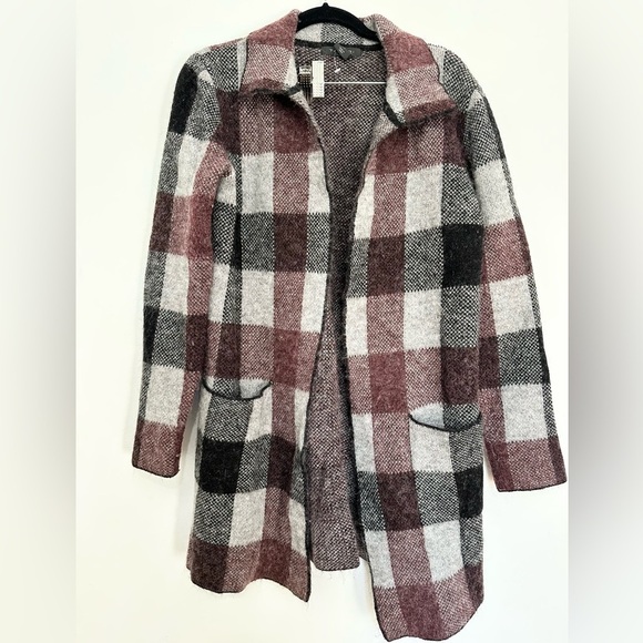 Tahari Women's Brown/Blue Long Sleeve Cardigan Sweater wool blend small - Picture 1 of 4